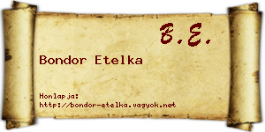 Bondor Etelka névjegykártya